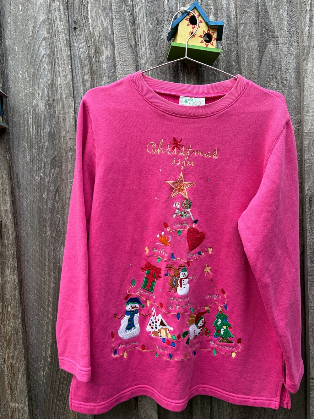 Vintage Quacker Factory Women's Pink Presents Ugly Christmas Sweatshirt M